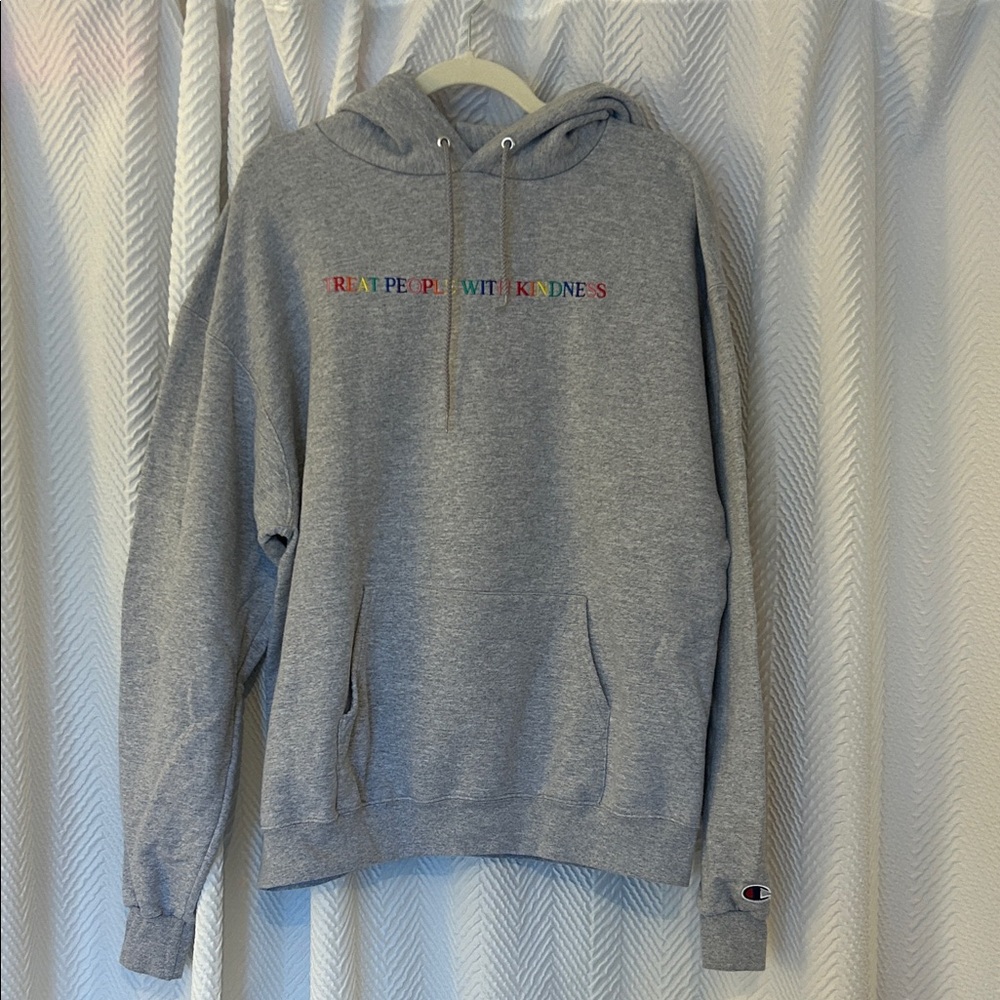 Harry Styles Treat People With Kindness Heather Gray Hoodie with Multicolor Text